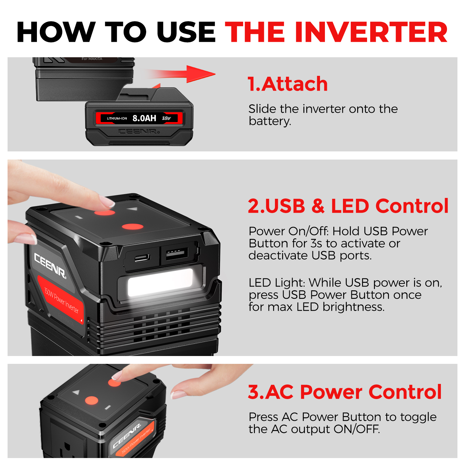 150W Portable Power Inverters for 20V Power Tool Batteries in real-world use