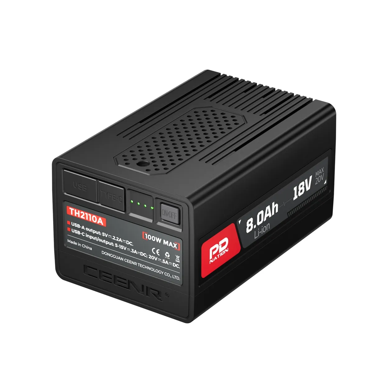 CEENR PDnation™ 8.0Ah Universal Power Tool Battery — 1,600+ Tools, 100W USB-C — detail view