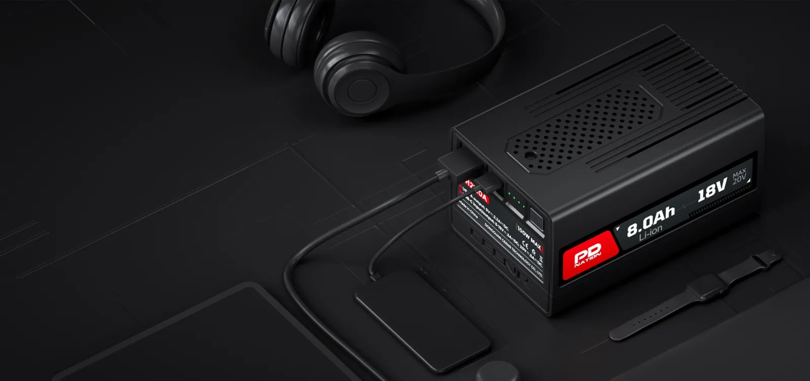 CEENR PDnation™ 8.0Ah Universal Power Tool Battery — 1,600+ Tools, 100W USB-C in real-world use
