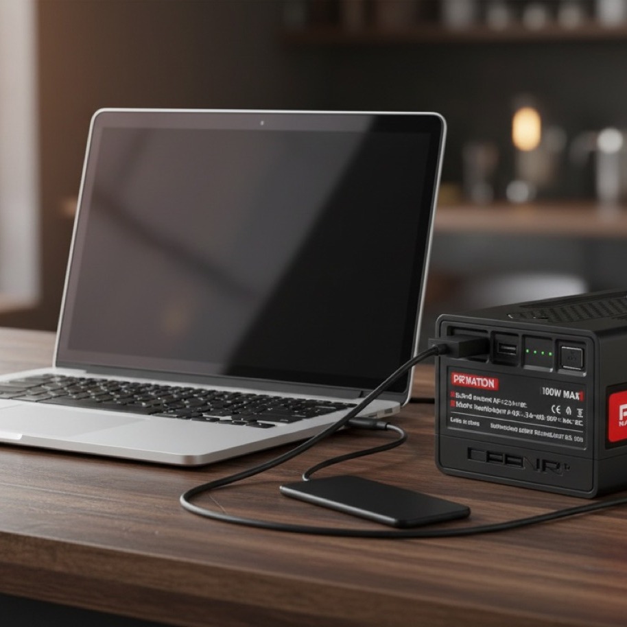 PDnation universal battery charging a laptop over USB-C
